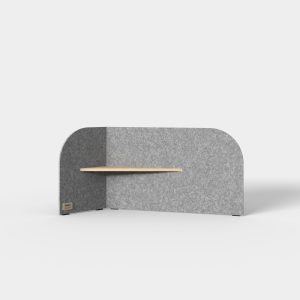 Divisorio acustico da tavolo, controllo del rumore in ufficio, decorativo disegnato per Eliacoustic da Ximo Roca Design in grigio