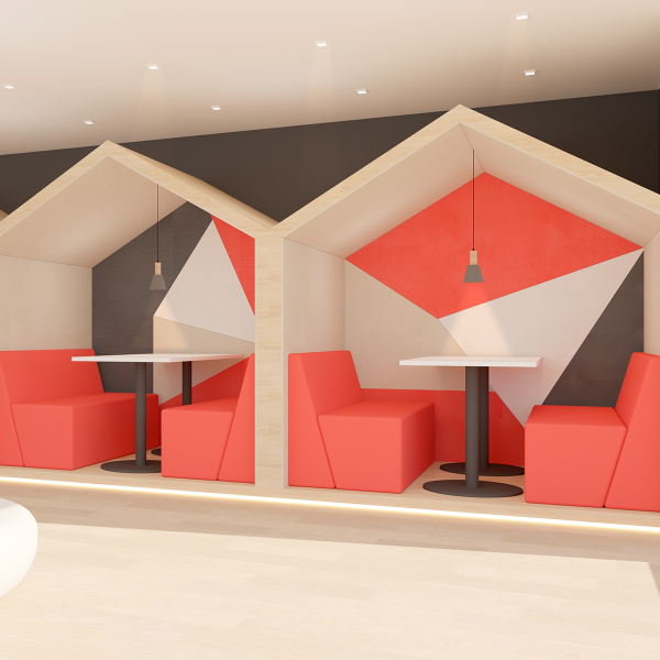 Office acoustically conditioned with custom Regular ECO PANEL acoustic material by Eliacoustic