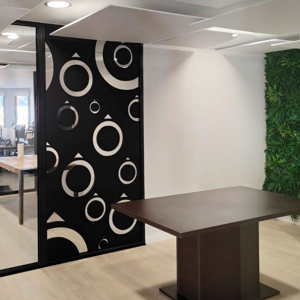 Regular Eco Acoustic Panel Eliacoustic die-cut panel in acoustically conditioned office